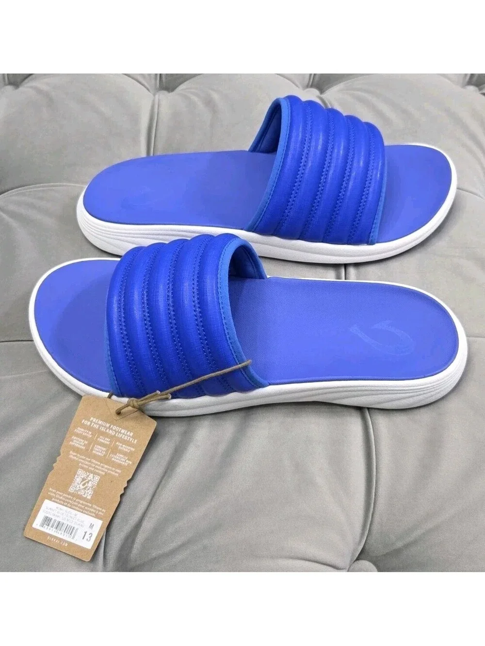 OluKai Komo Slide Blue Waterproof Comfort Sandals Flats Mens Shoes 13 New $99